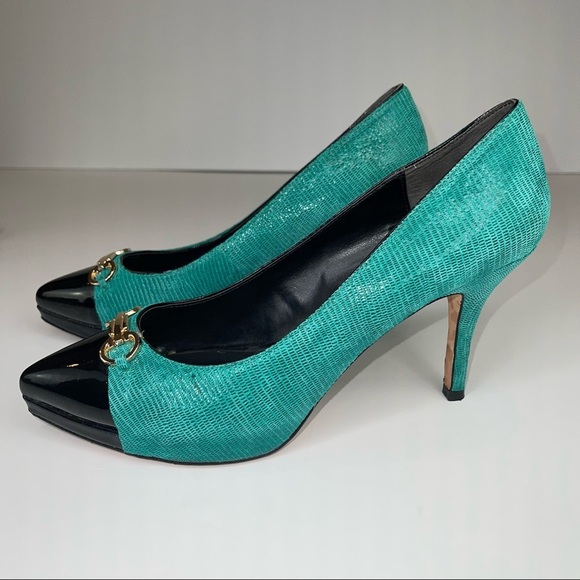 White House Black Market Jade Green Black Pump Heel 9.5 - Picture 7 of 16